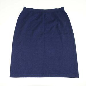 St. John Basics Women's Knit Pencil Skirt Size 14 Navy Blue Elastic Waist